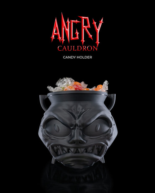 Angry Cauldron Candy Holder — halloween candy holder, view 1, 3D printed by Craft & Press