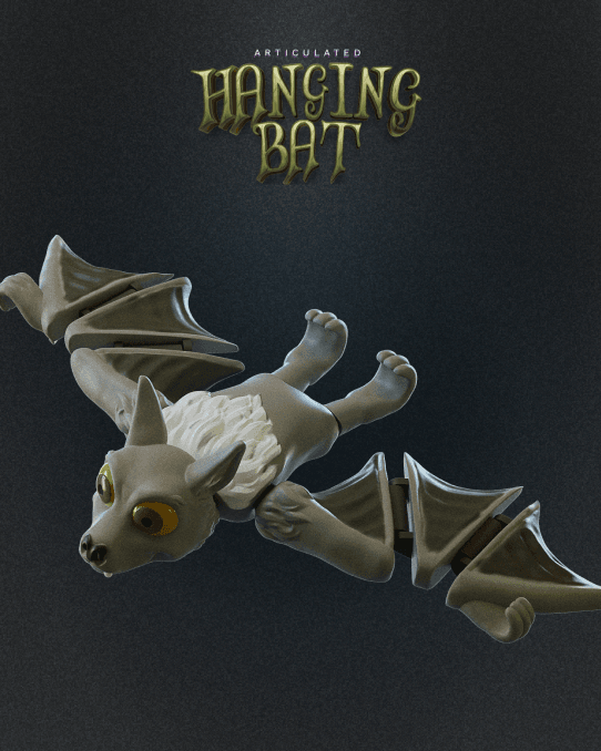 Articulated Hanging Bat — halloween toy, view 1, 3D printed by Craft & Press