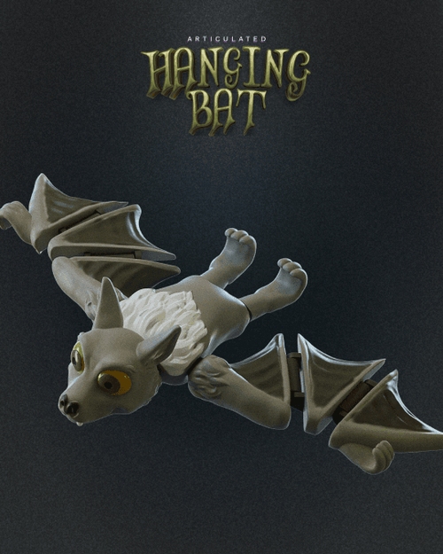 Articulated Hanging Bat — halloween toy, view 1, 3D printed by Craft & Press