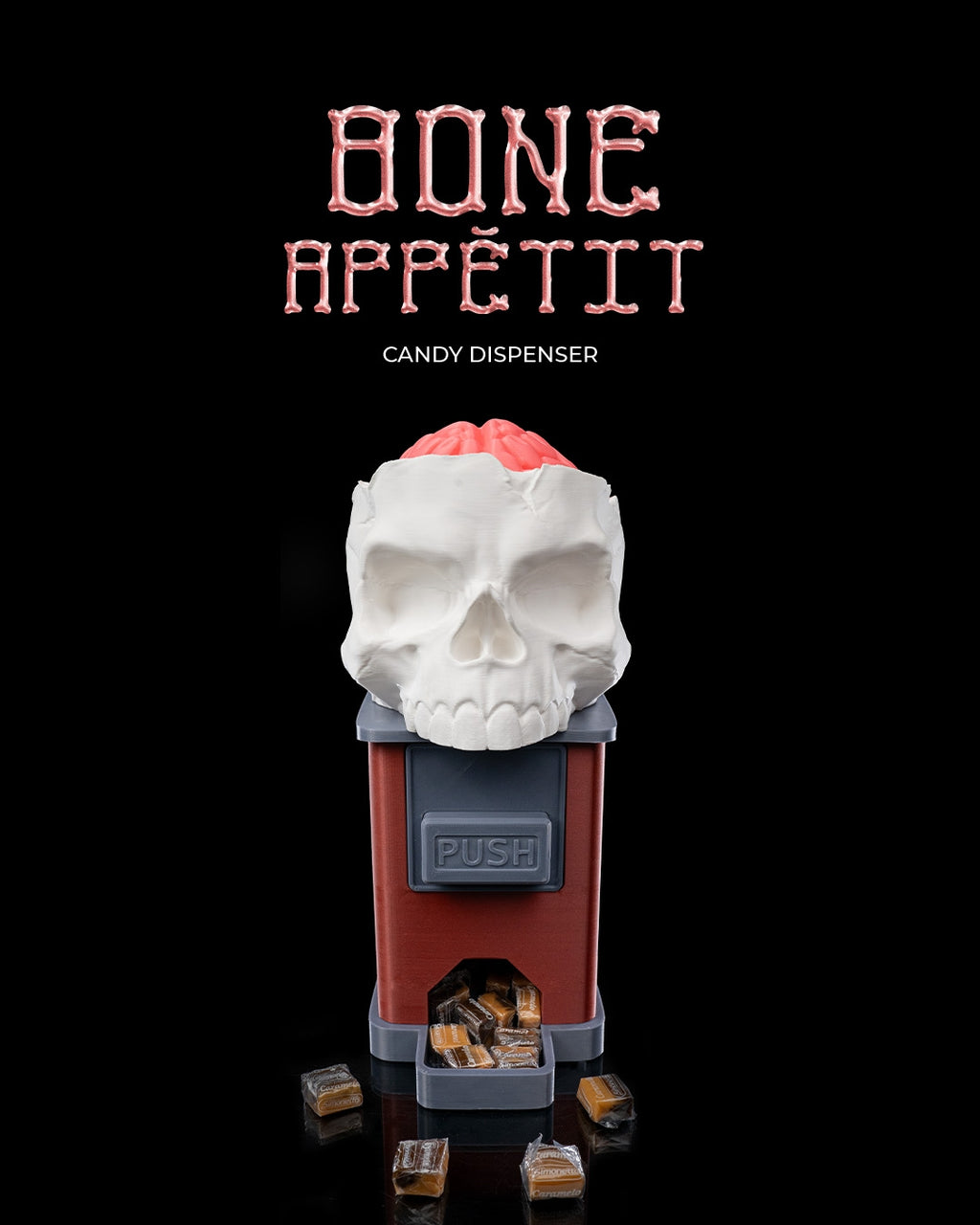 Bone Appétit Candy Dispenser — halloween candy holder, view 1, 3D printed by Craft & Press