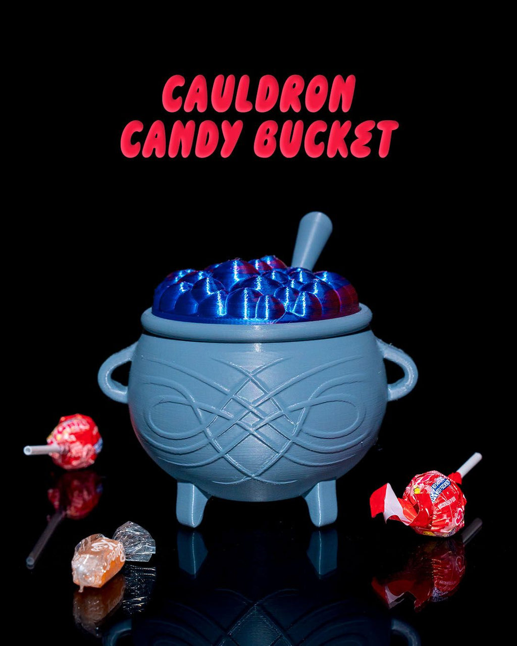 Cauldron Candy Bucket — halloween candy holder, view 1, 3D printed by Craft & Press