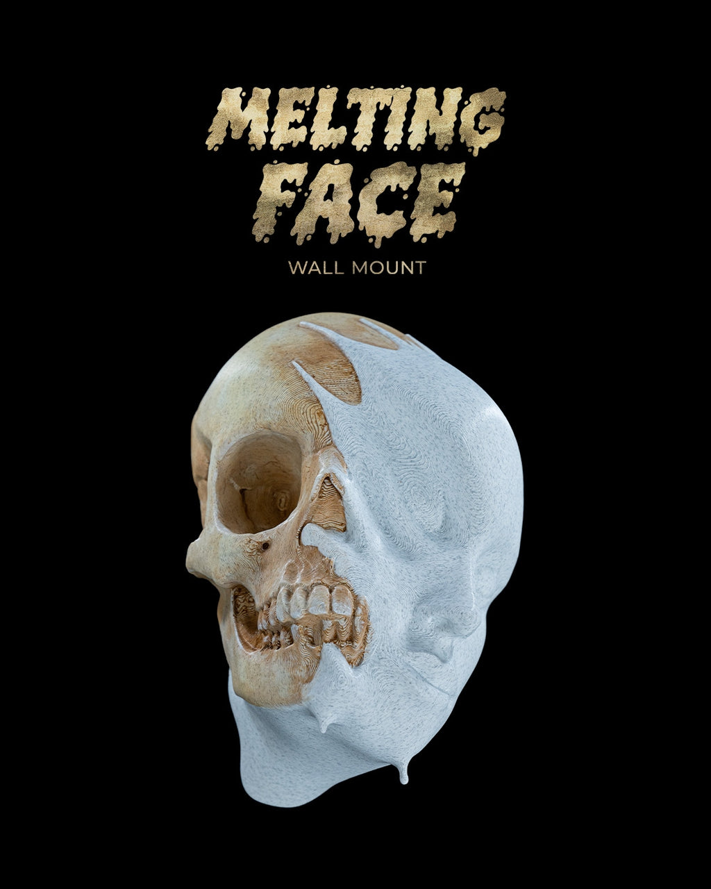 Melting Face Wall Mount — halloween wall decor, view 1, 3D printed by Craft & Press