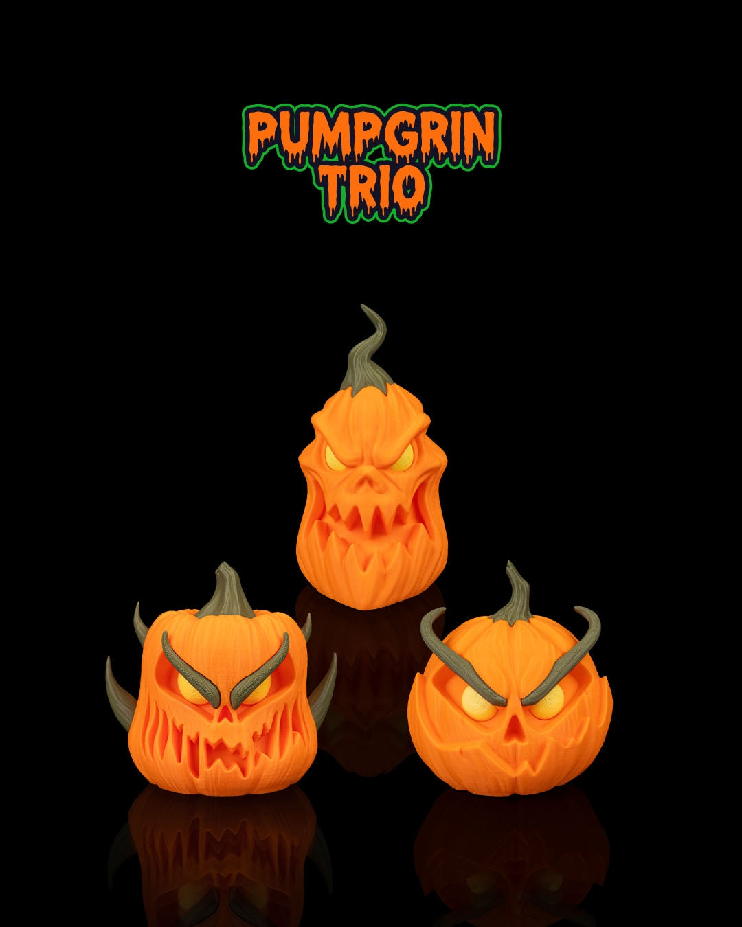 Pumpgrin Trio — halloween decor, view 1, 3D printed by Craft & Press