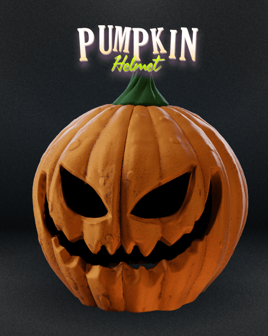 Pumpkin Helmet — halloween mask, view 1, 3D printed by Craft & Press