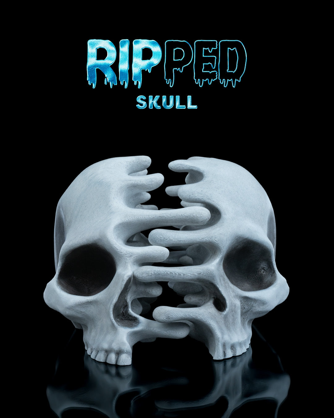 RIPped skull — halloween decor, view 1, 3D printed by Craft & Press