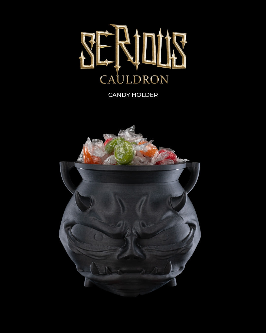 Serious Cauldron Candy Holder — halloween candy holder, view 1, 3D printed by Craft & Press