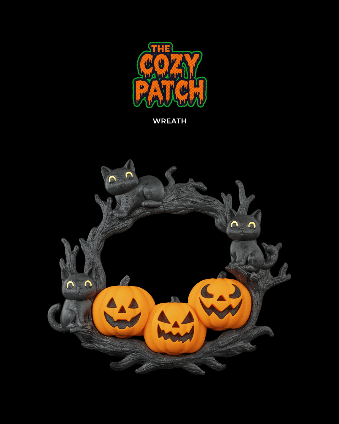 The Cozy Patch - Wreath — halloween wall decor, view 1, 3D printed by Craft & Press