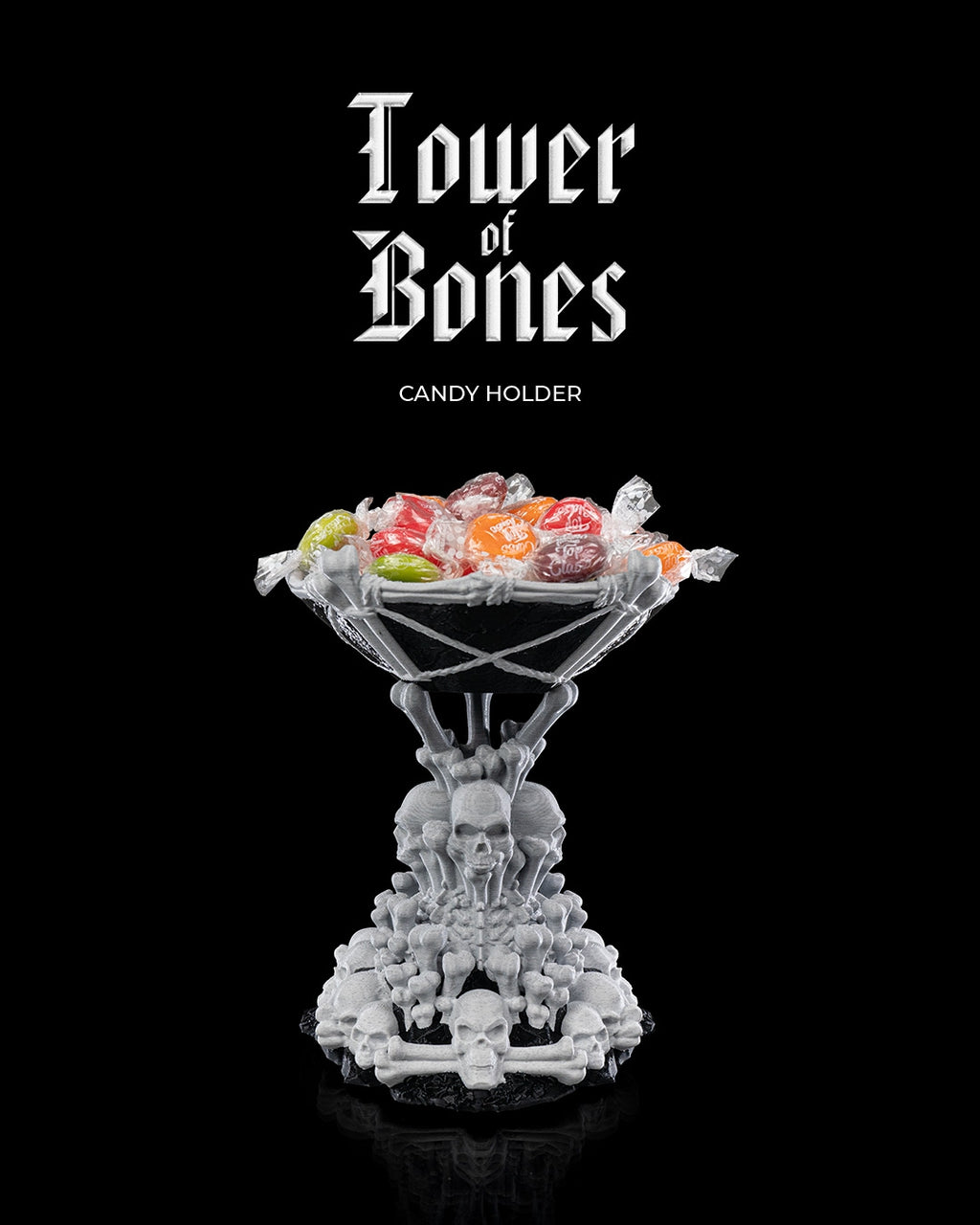 Tower of Bones Candy Holder — halloween candy holder, view 1, 3D printed by Craft & Press
