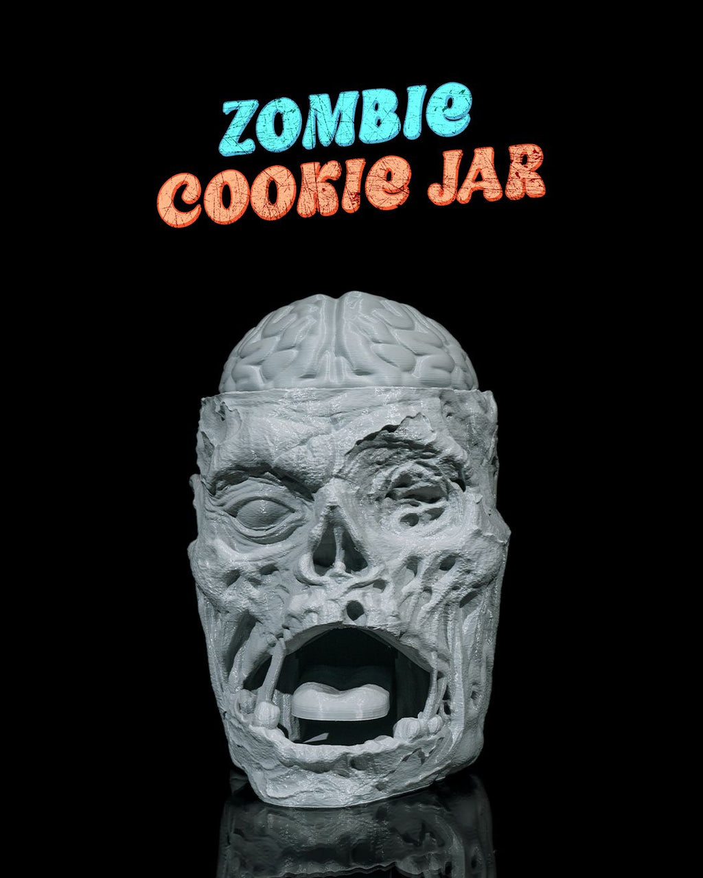 Zombie Cookie Jar — halloween candy holder, view 1, 3D printed by Craft & Press