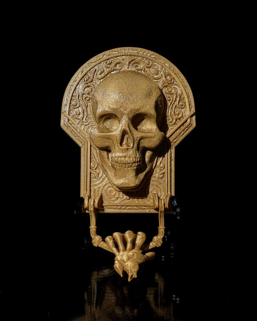 Skull Door Knocker — halloween wall decor, view 2, 3D printed by Craft & Press