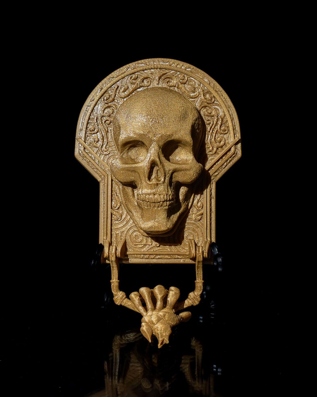 Skull Door Knocker — halloween wall decor, view 2, 3D printed by Craft & Press