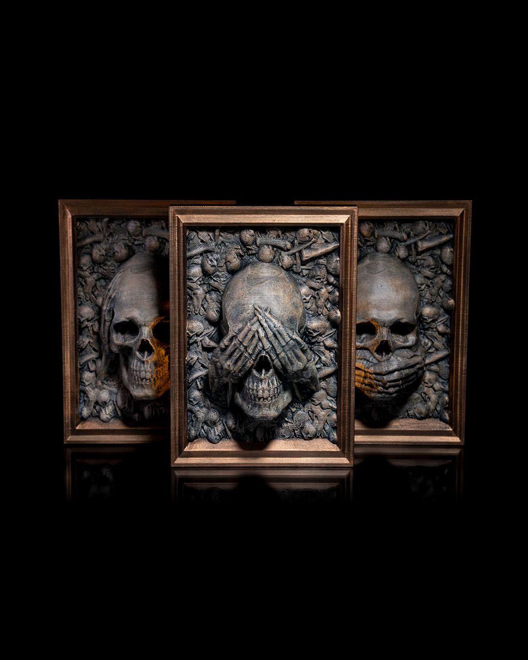 Three Wise Skulls — halloween decor, view 2, 3D printed by Craft & Press