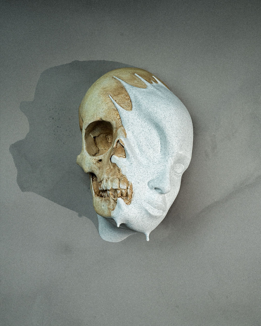 Melting Face Wall Mount — halloween wall decor, view 3, 3D printed by Craft & Press
