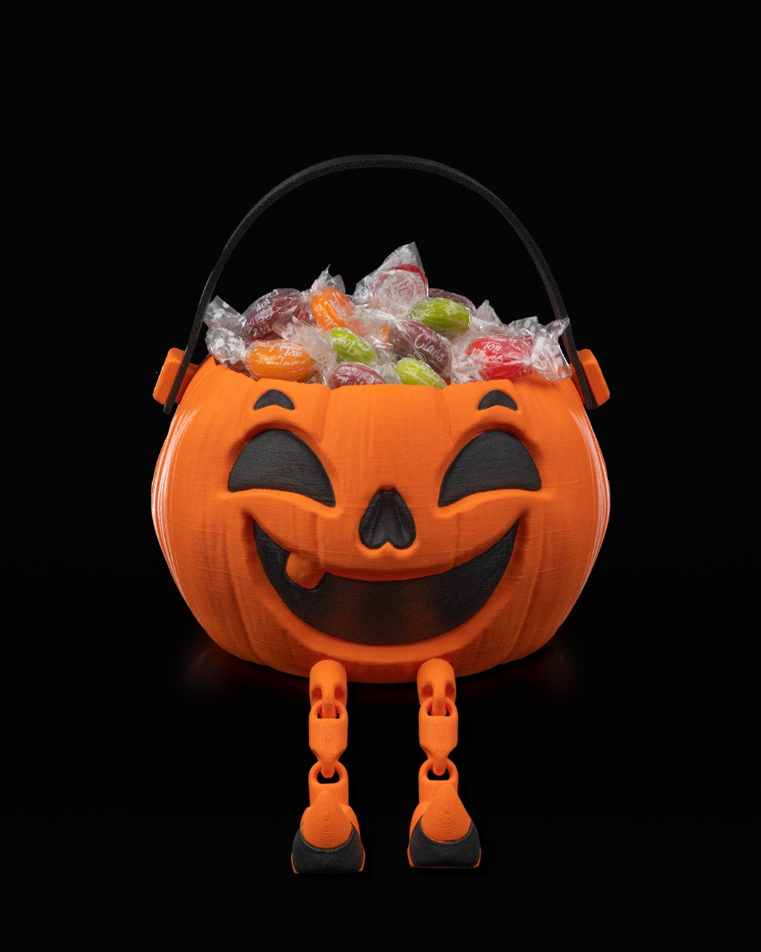 Walkin Pumpkin Candy Holder — halloween candy holder, view 3, 3D printed by Craft & Press