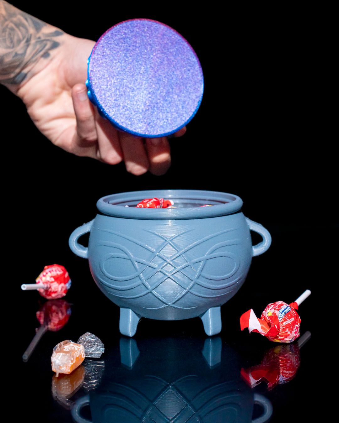 Cauldron Candy Bucket — halloween candy holder, view 6, 3D printed by Craft & Press