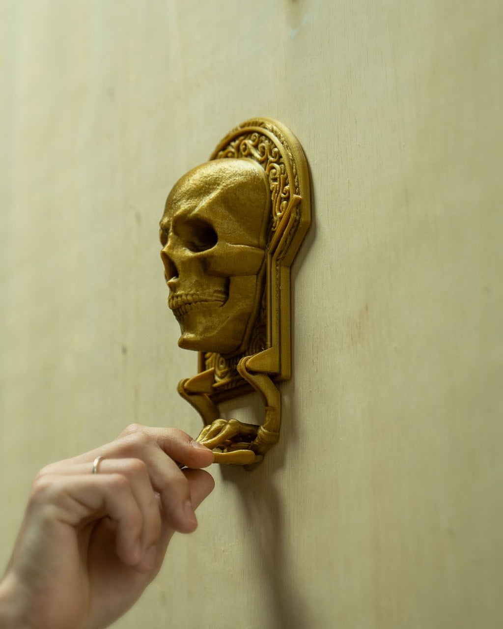 Skull Door Knocker — halloween wall decor, view 6, 3D printed by Craft & Press