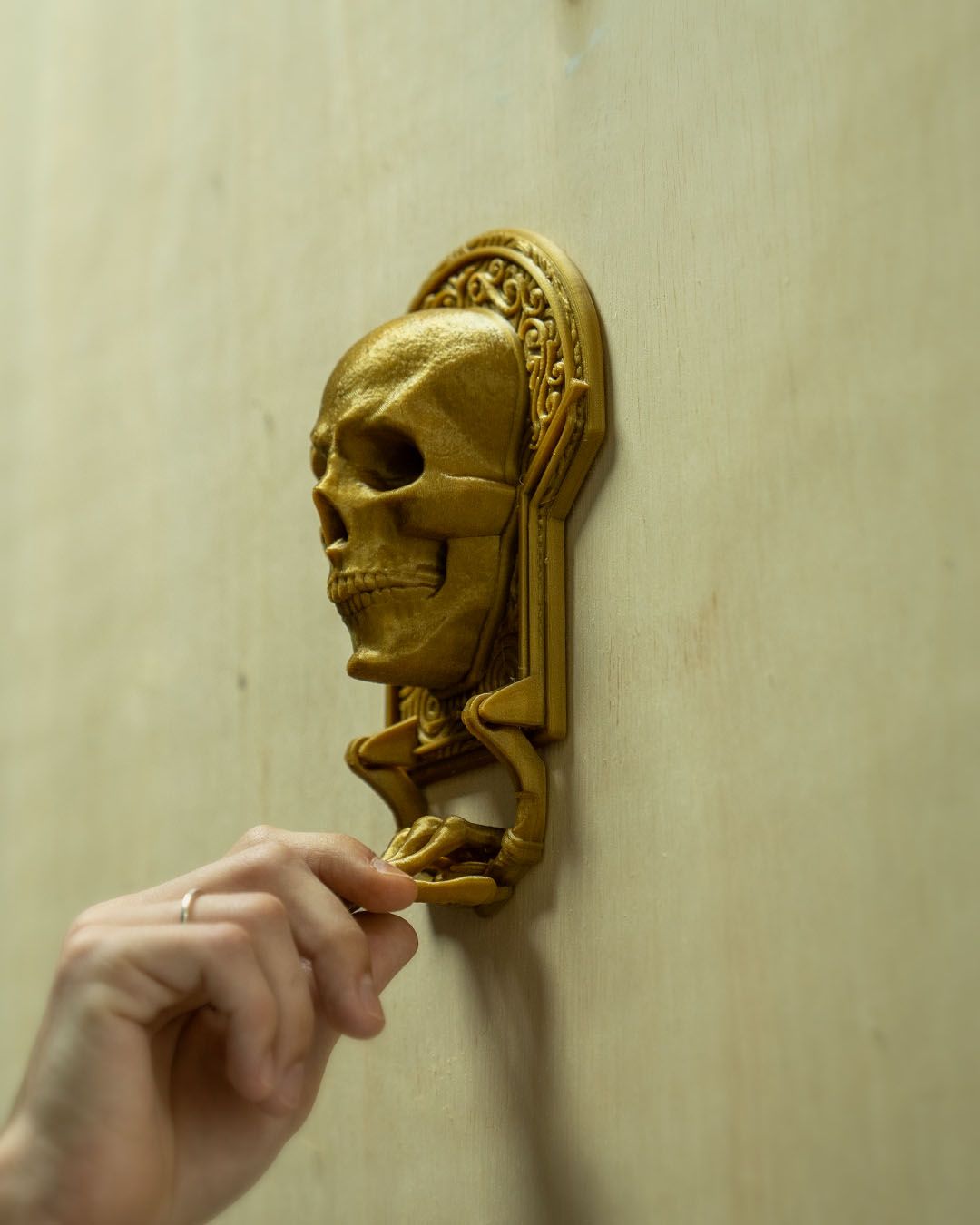 Skull Door Knocker — halloween wall decor, view 6, 3D printed by Craft & Press