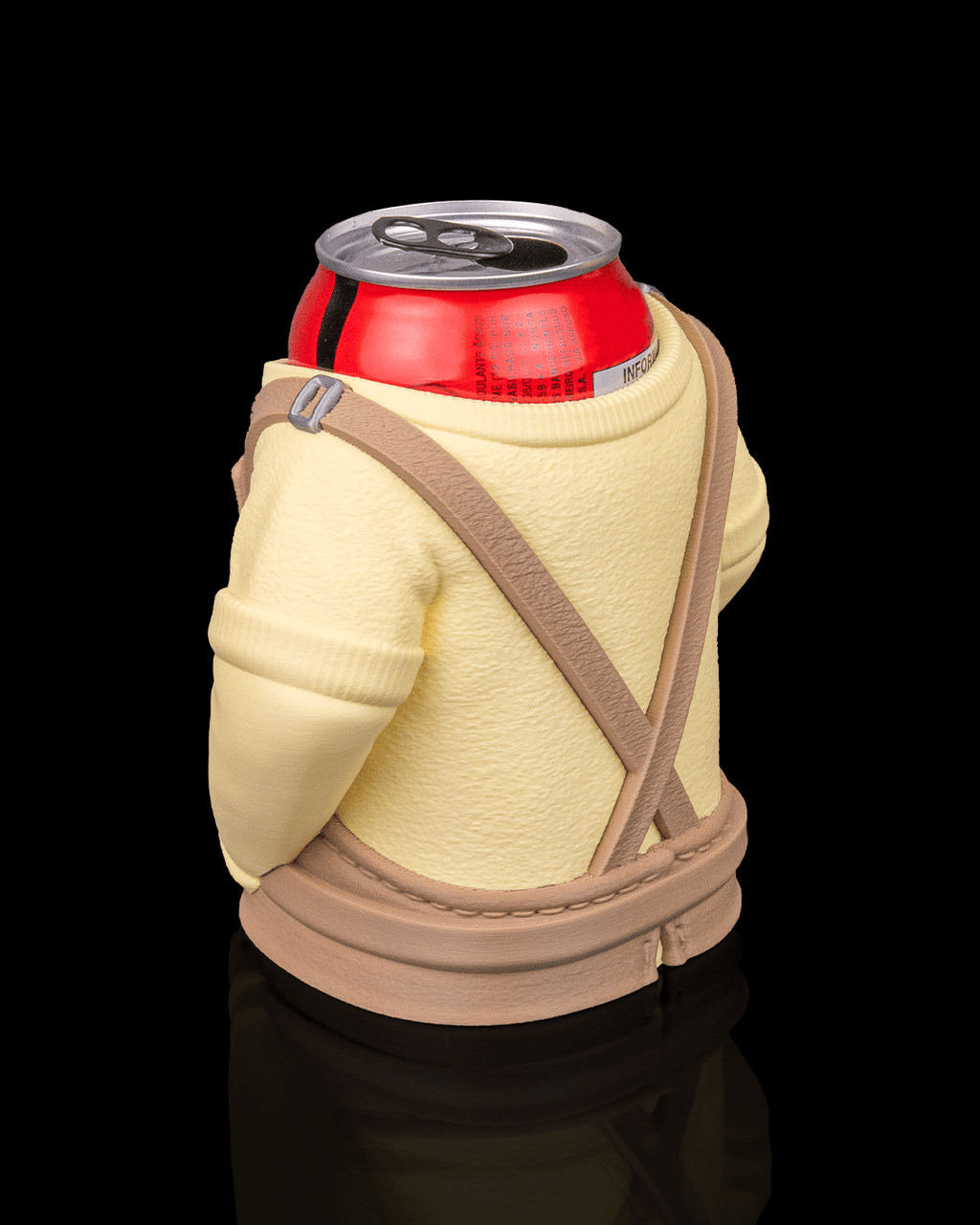 Apron Can Holder — 3D printed can holder, shown in use