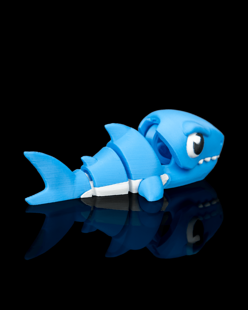 Bite Fin — 3D printed fidget toy, close-up of the finish