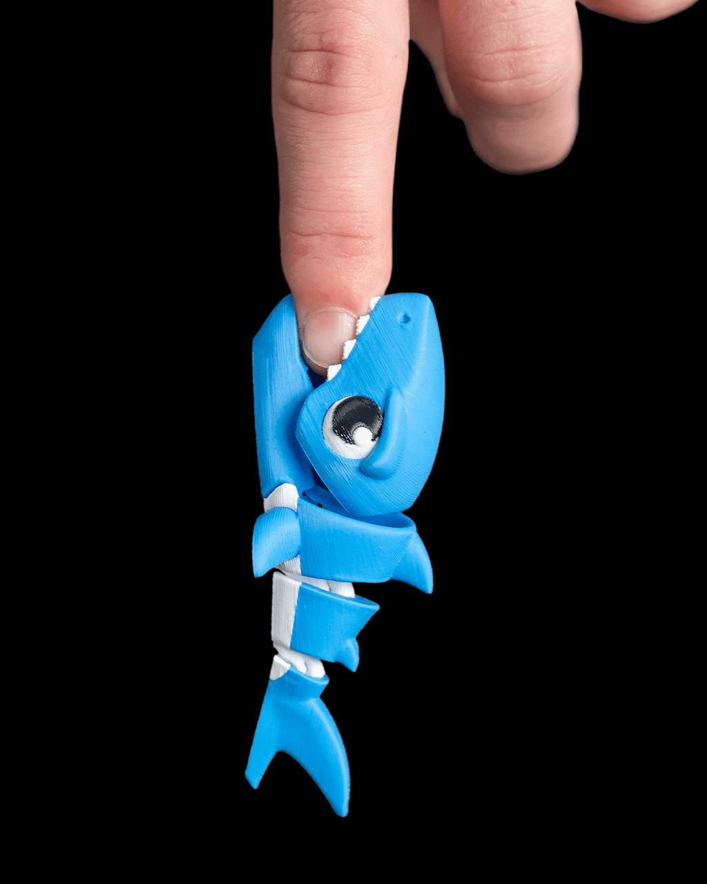 Bite Fin — 3D printed fidget toy, front view