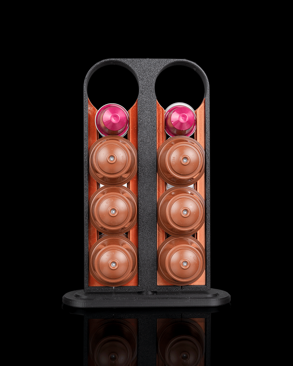 Brew Spin Pod Dispenser — 3D printed coffee pod holder, size reference