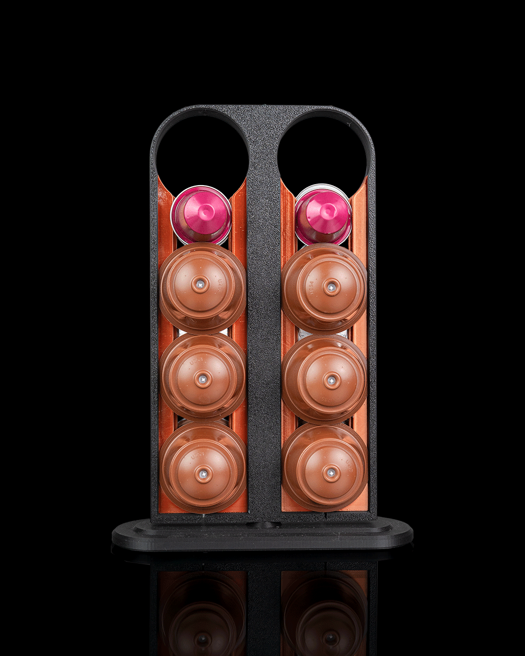 Brew Spin Pod Dispenser — 3D printed coffee pod holder, size reference