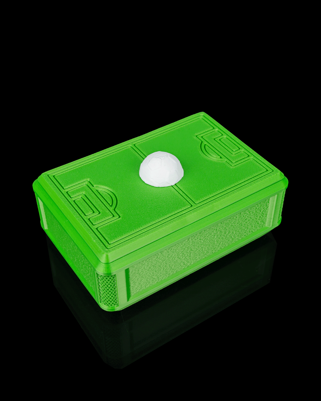 Collectors Pitch Sticker Box — 3D printed soccer gift, detail view