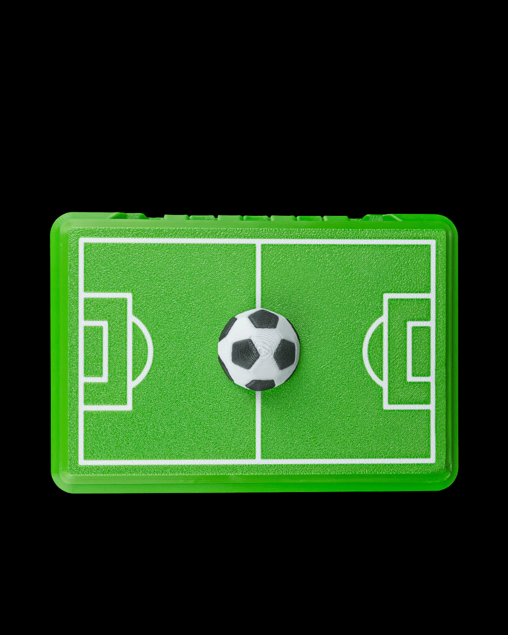 Collectors Pitch Sticker Box — 3D printed soccer gift, shown in use