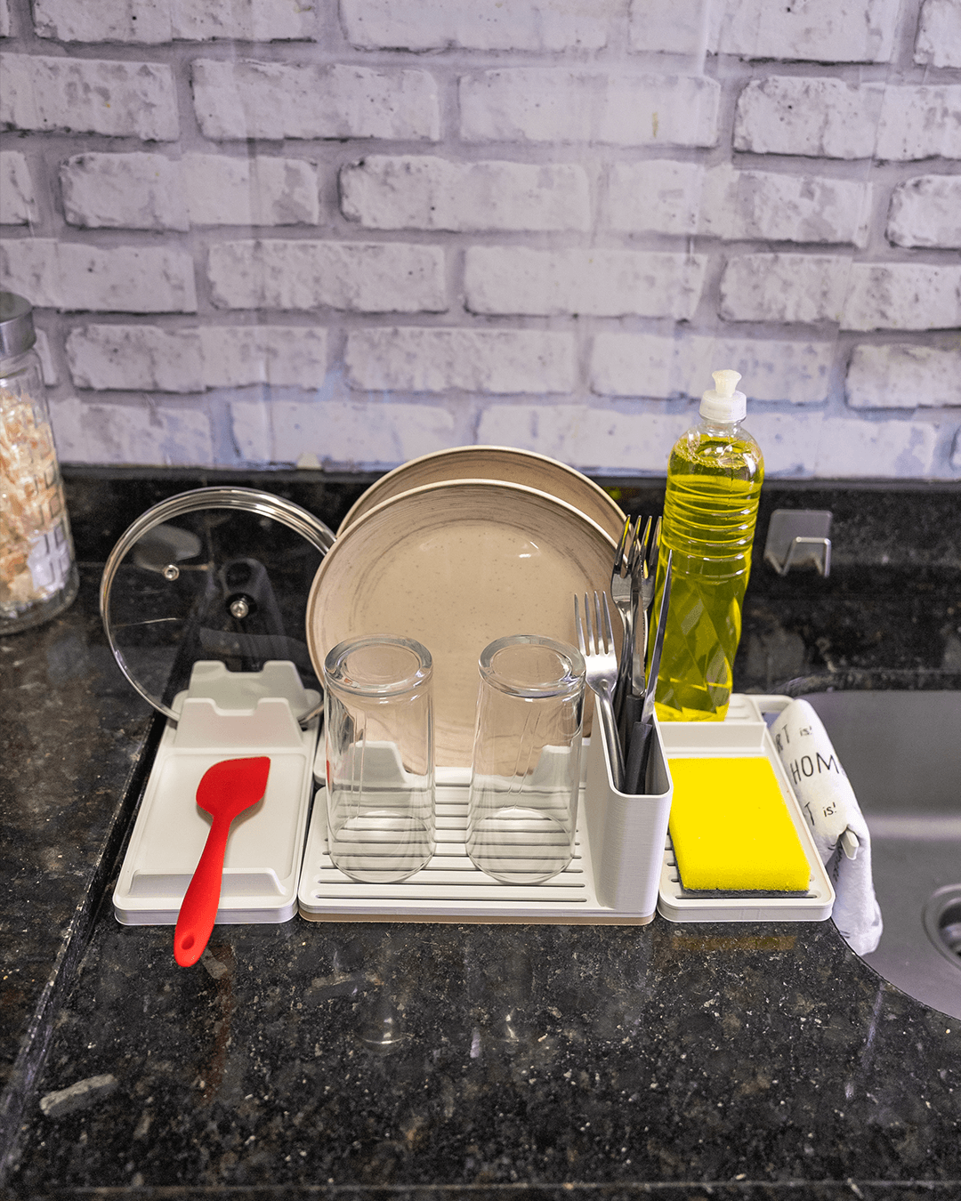 Complete Drying Rack Kit — 3D printed kitchen organizer, detail view