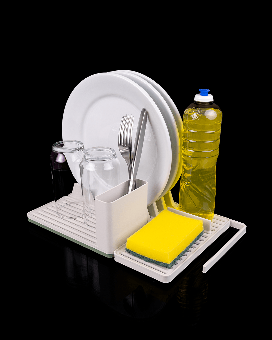 Complete Drying Rack Kit — 3D printed kitchen organizer, shown in use