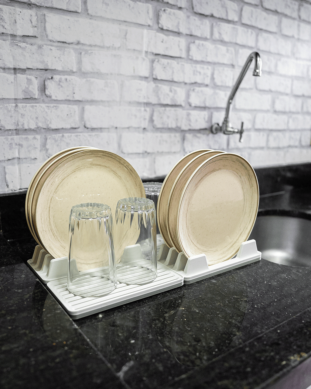Double Plate Rack Kit — 3D printed kitchen organizer, detail view
