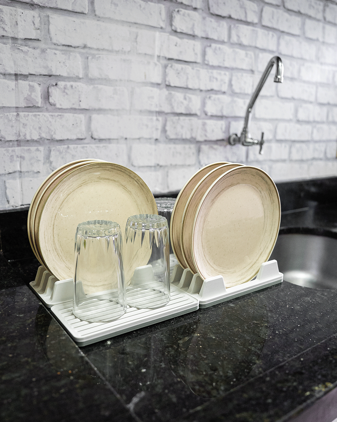 Double Plate Rack Kit — 3D printed kitchen organizer, detail view