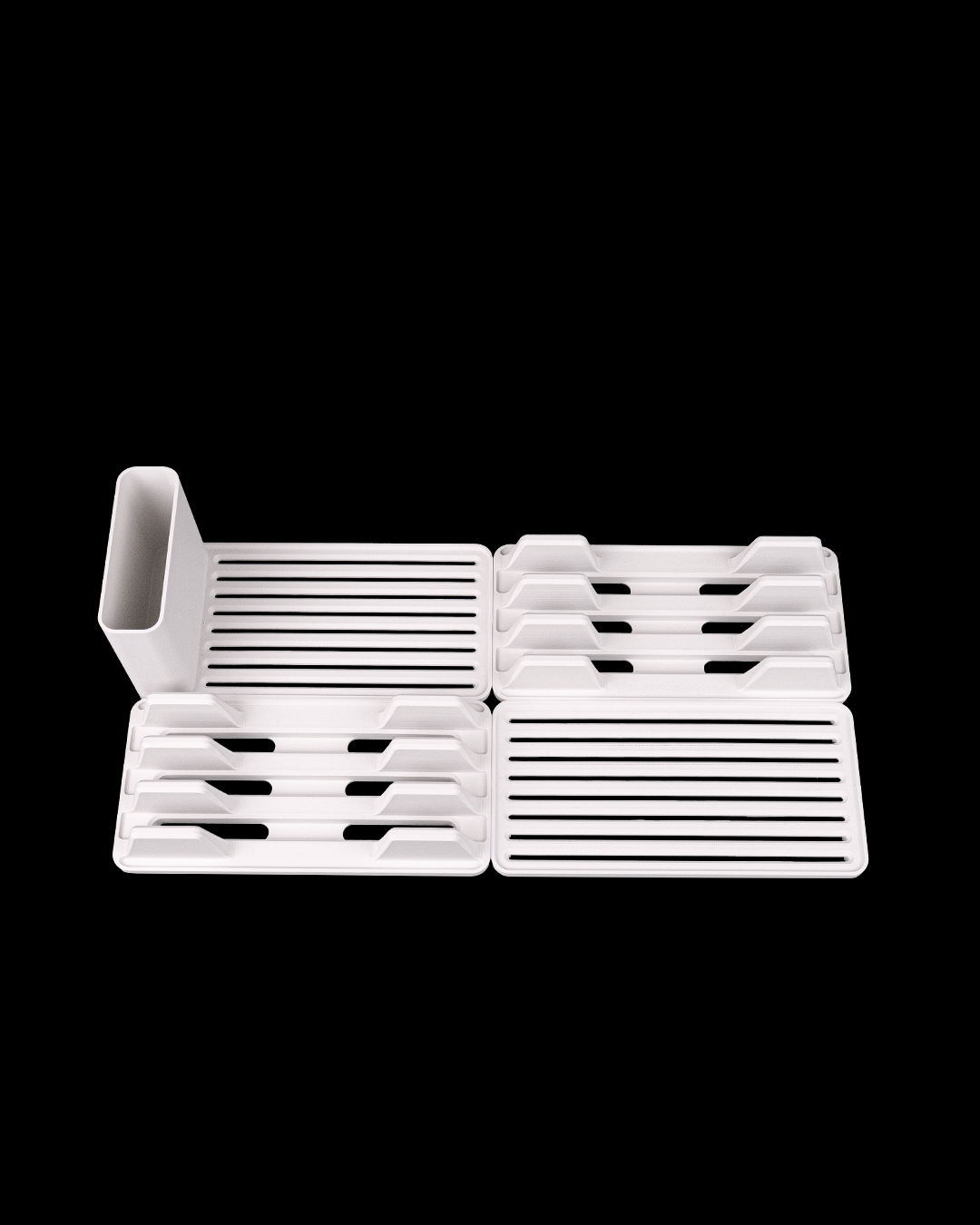 Double Plate Rack Kit — 3D printed kitchen organizer, side profile