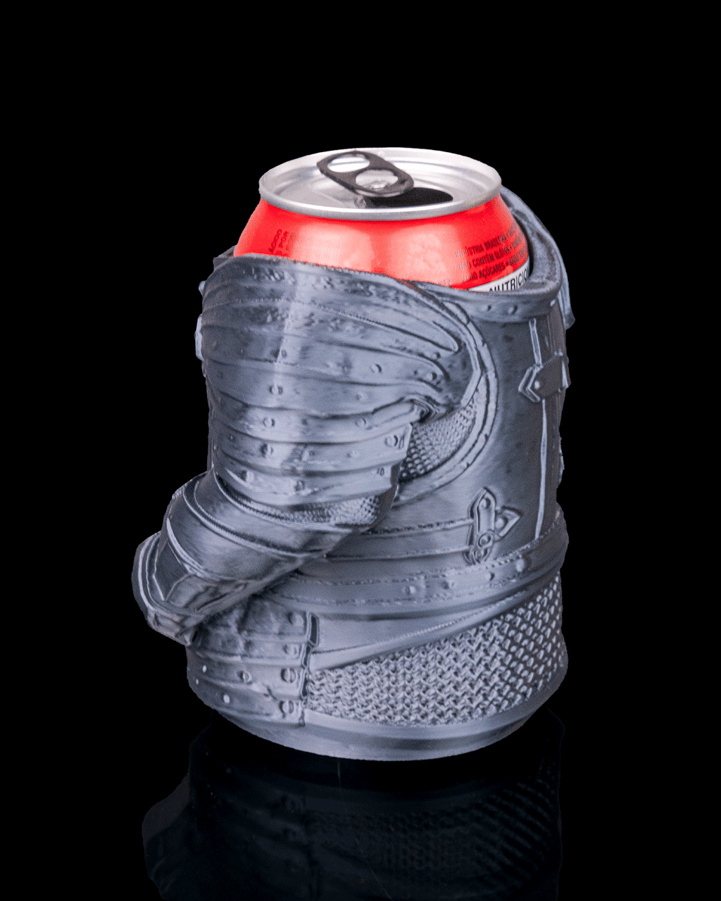 Knight Armor Can Holder — 3D printed can holder, side profile