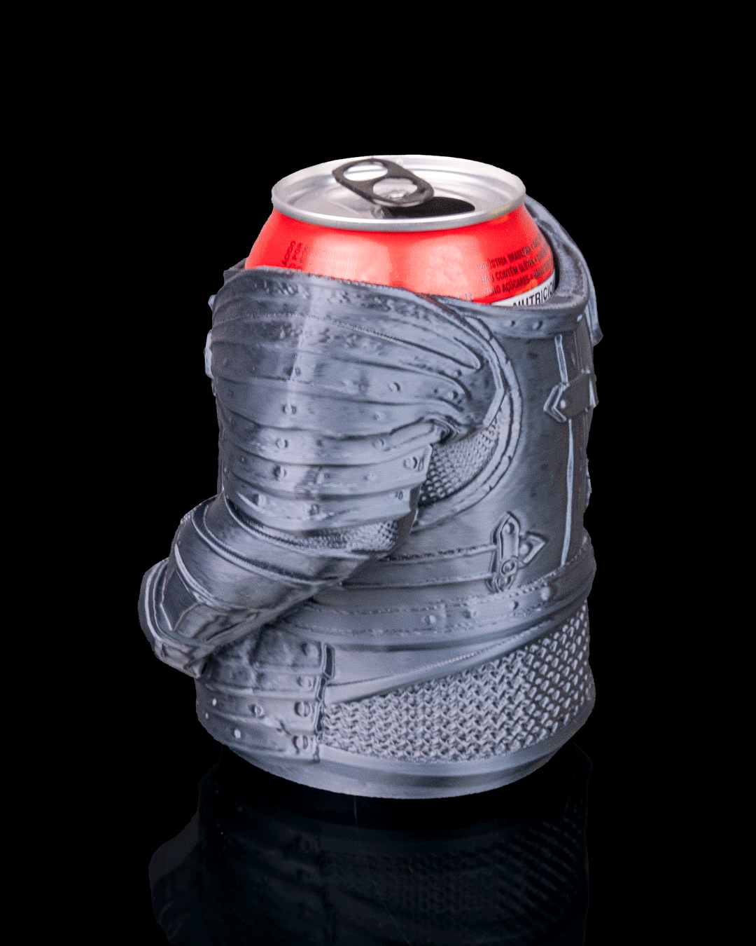 Knight Armor Can Holder — 3D printed can holder, side profile