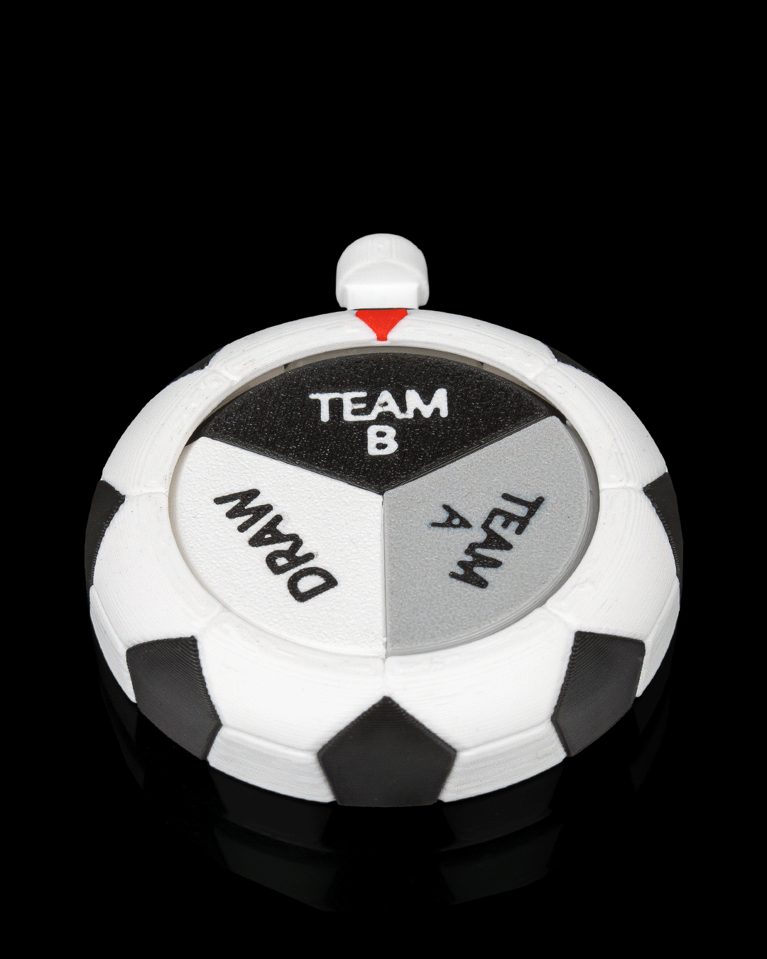 Match Draw Spinner — 3D printed soccer gift, detail view