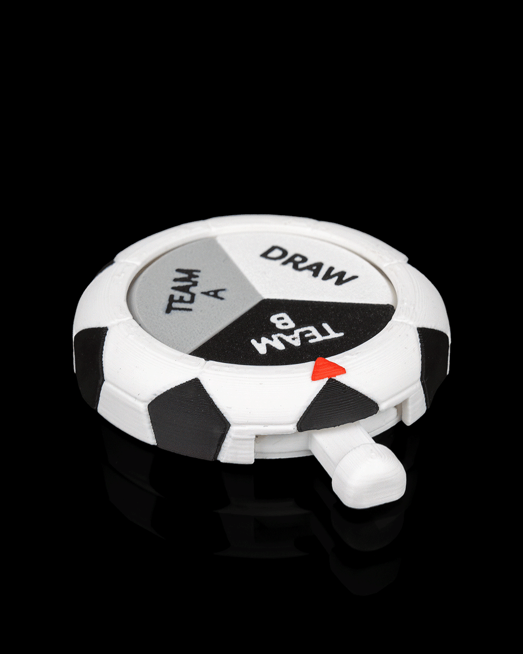 Match Draw Spinner — 3D printed soccer gift, size reference