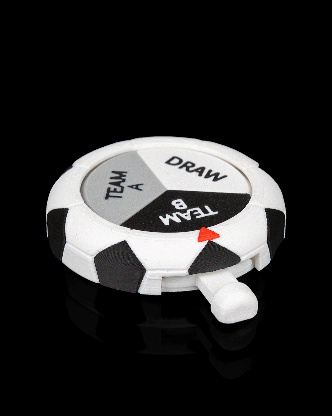 Match Draw Spinner — 3D printed soccer gift, size reference