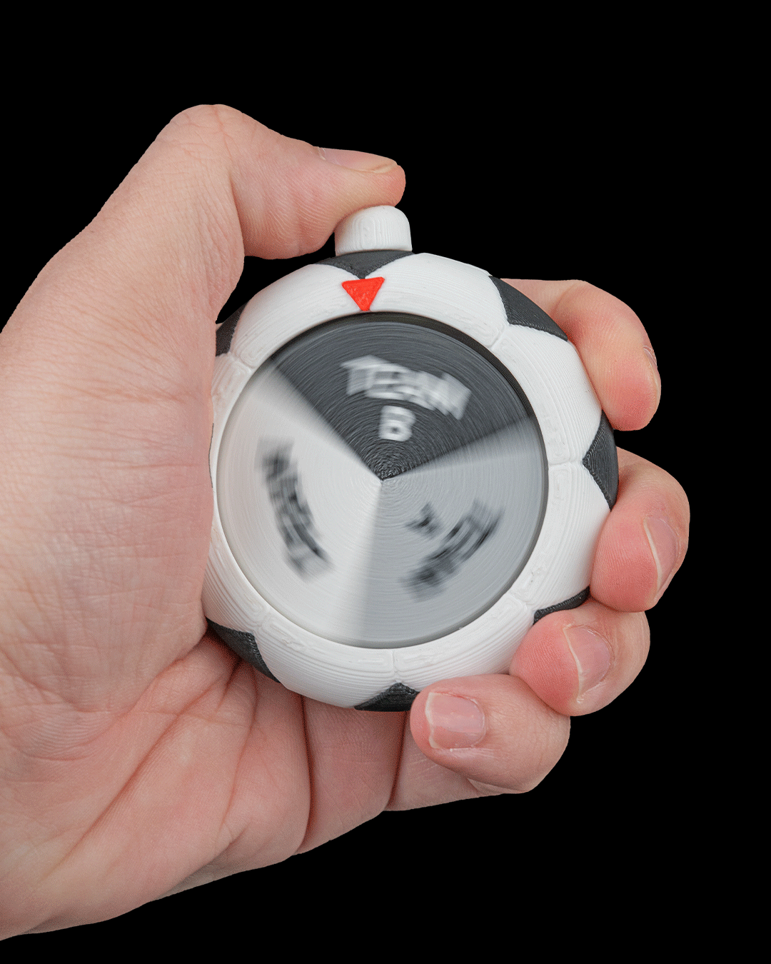Match Draw Spinner — 3D printed soccer gift, styled on a shelf