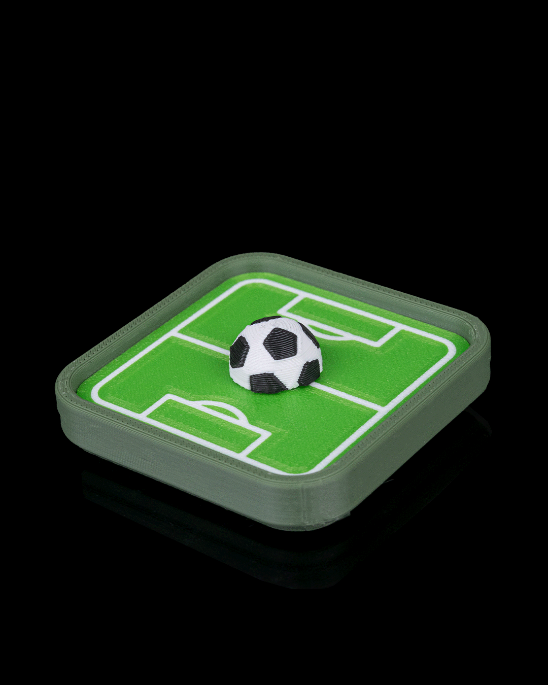 Mini Pitch Fidget — 3D printed soccer gift, side profile