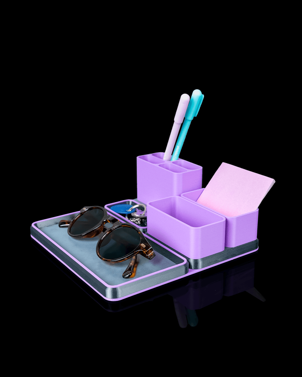Office Pro Kit — 3D printed desk organizer set, styled on a shelf