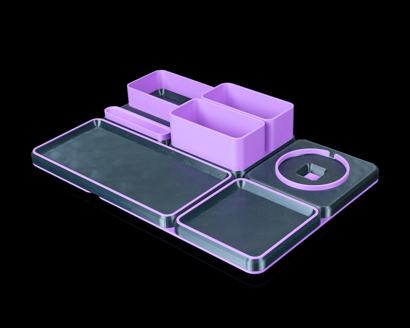 Office Ultimate Kit — 3D printed desk organizer set, side profile