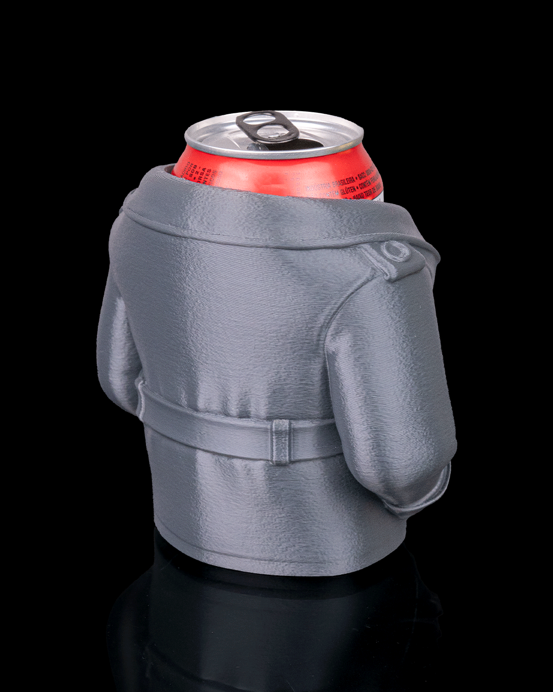 Overcoat Can Holder — 3D printed can holder, shown in use