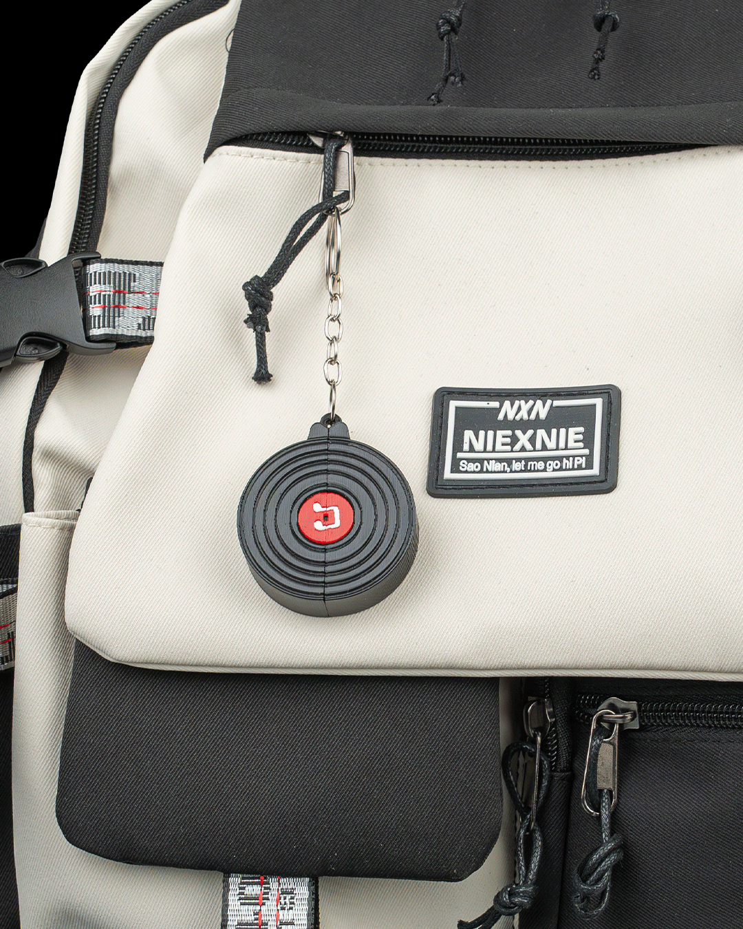 Pocket Vinyl Pick Holder And Keychain — 3D printed guitar pick holder, shown in use
