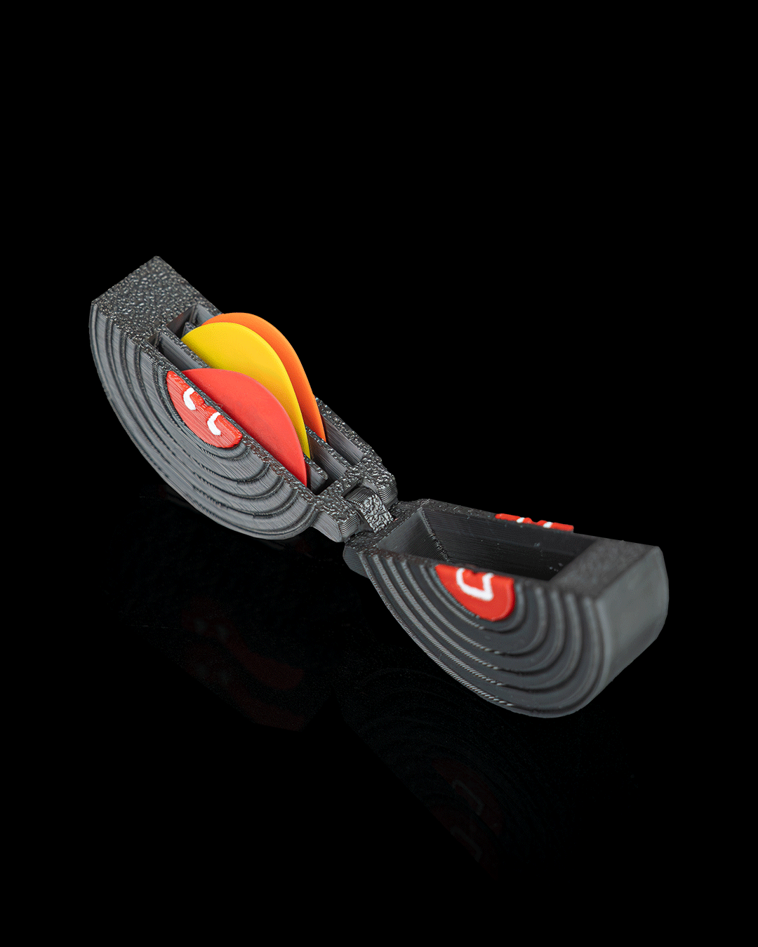 Pocket Vinyl Pick Holder And Keychain — 3D printed guitar pick holder, close-up of the finish