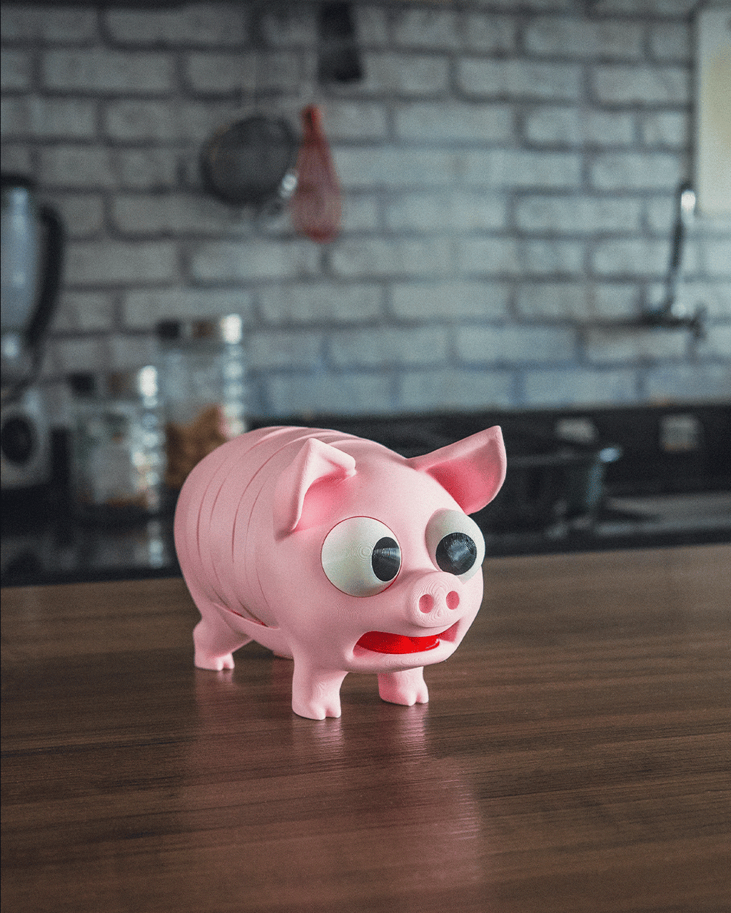 Pork Chop Coaster — 3D printed can holder, detail view