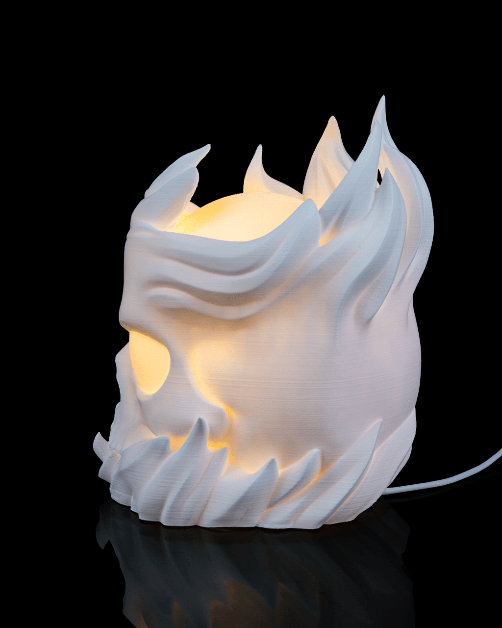 Skull Sphere Table Lamp — 3D printed table lamp, side profile