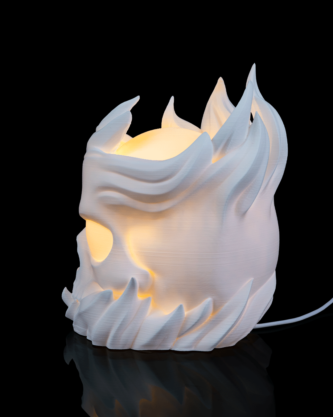Skull Sphere Table Lamp — 3D printed table lamp, side profile