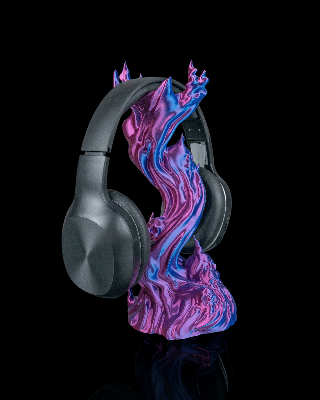 Skullflame Headphone Holder — 3D printed headphone stand, detail view