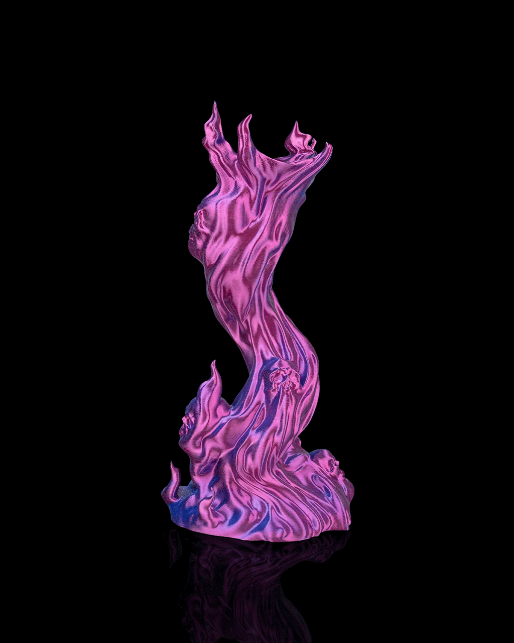 Skullflame Headphone Holder — 3D printed headphone stand, shown in use